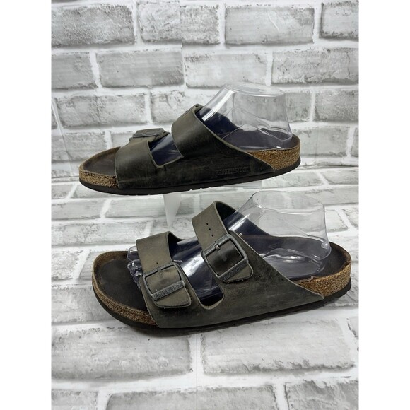 Birkenstock Arizona Soft Footbed Men's 11-11.5 Gray/ Green Comfort Sandals - Picture 3 of 10
